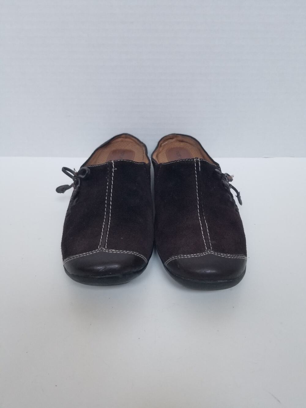 NATURAL SOUL by Naturalizer 8.5M Brown Suede Fanner Clog Mule Shoe Women Slip On
